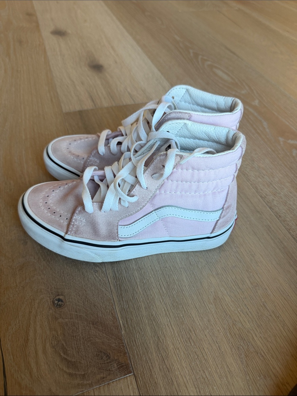 Vans High-Top Sneakers in Light Pink and White